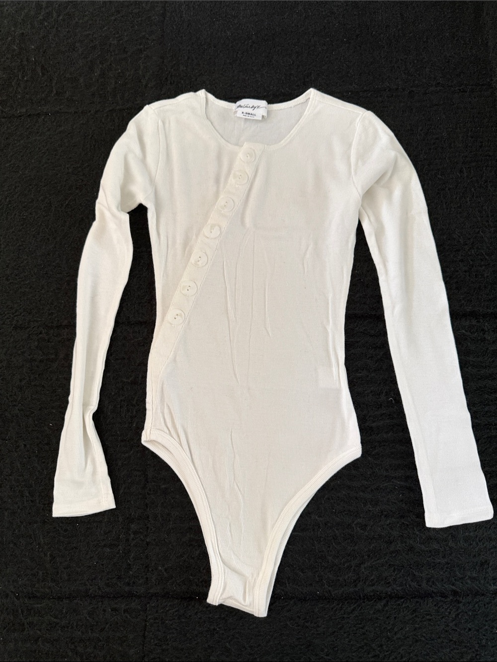 The Line by K Cream Long-Sleeve Diagonal-Button Bodysuit